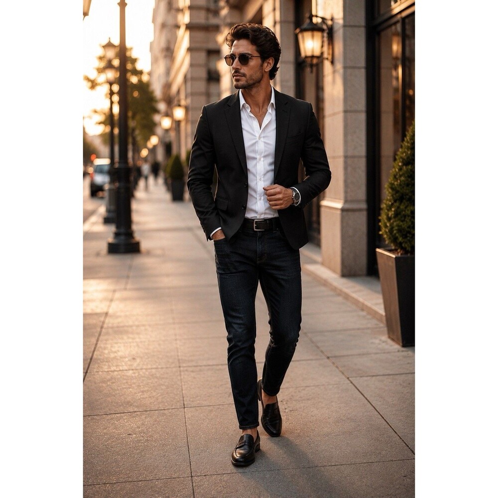 Express Stretch+ Slim Fit Black Blazer Jacket Men’s 39R Two Button Sport Coat